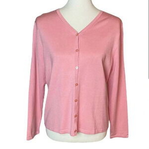 Pendleton Vintage Salmon Pink Silk Blend Knit Cardigan - Size Medium